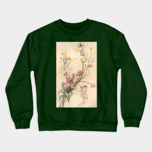 Vintage Fairy Tales, Three Spirits Filled With Joy by Warwick Goble Crewneck Sweatshirt